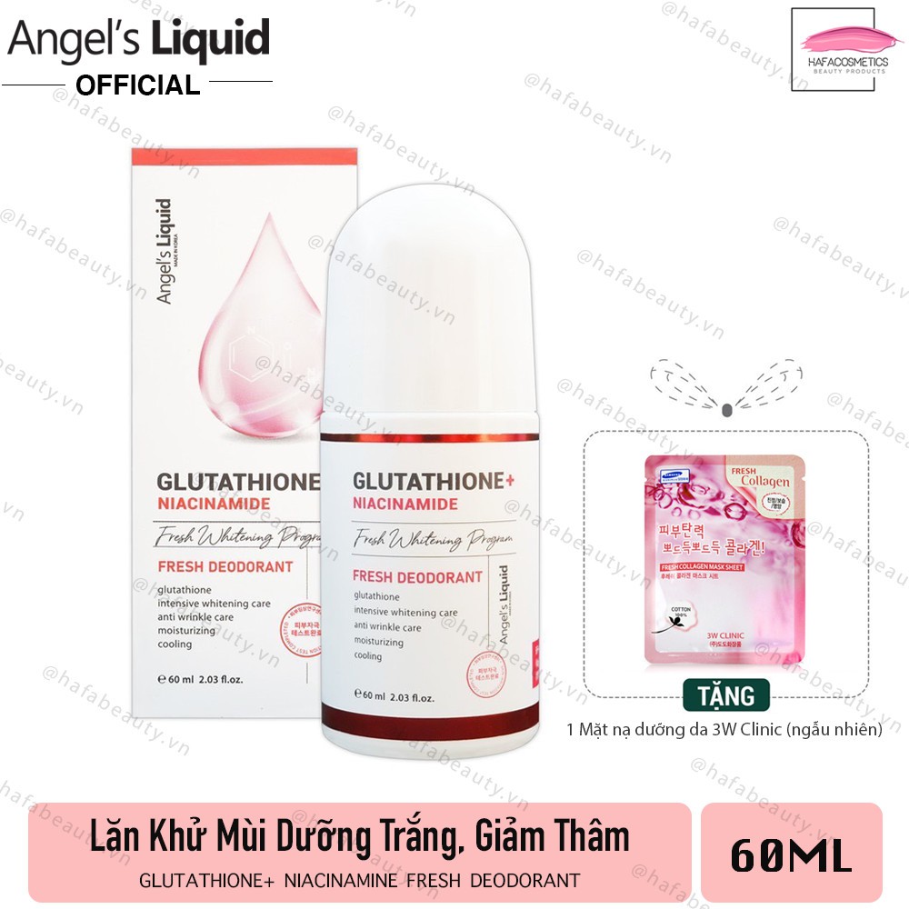 Lăn Nách Khử Mùi Dưỡng Trắng, Giảm Thâm Angel's Liquid Glutathione+ Niacinamide Fresh Deodorant 60ml