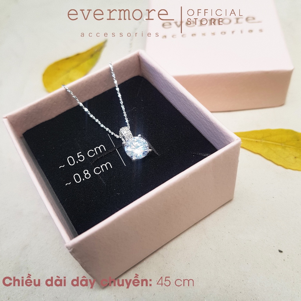 Dây chuyền bạc EVERMORE, vòng cổ bạc ta đính đá 8mm Pocahontas - minimalist, thanh lịch - D038