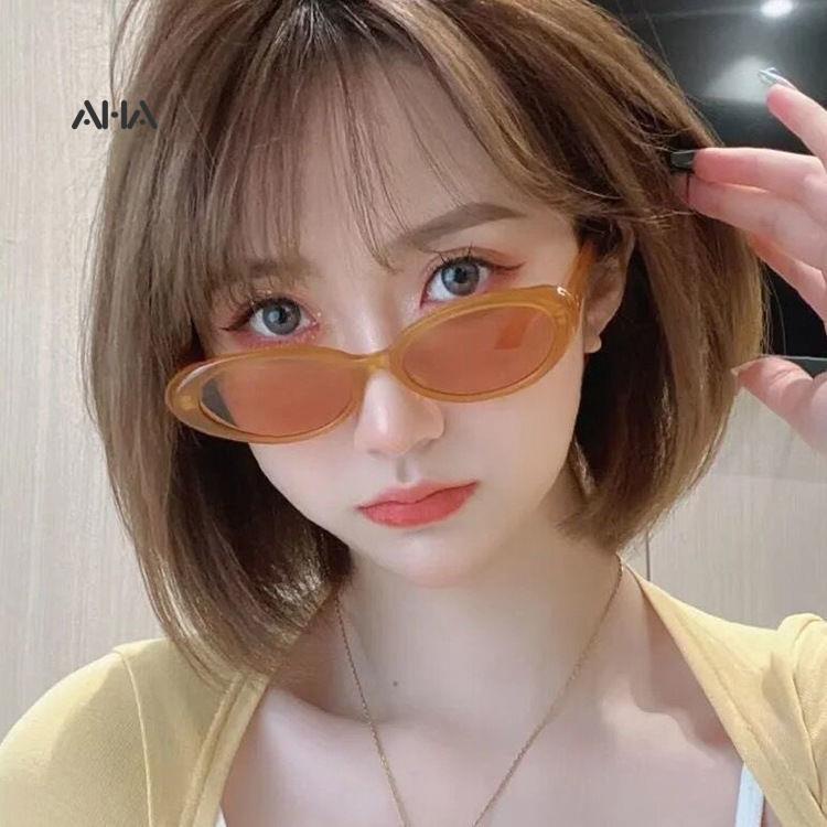Kính mát AHA official gọng oval phong cách cổ điển Âu Mỹ thời trang