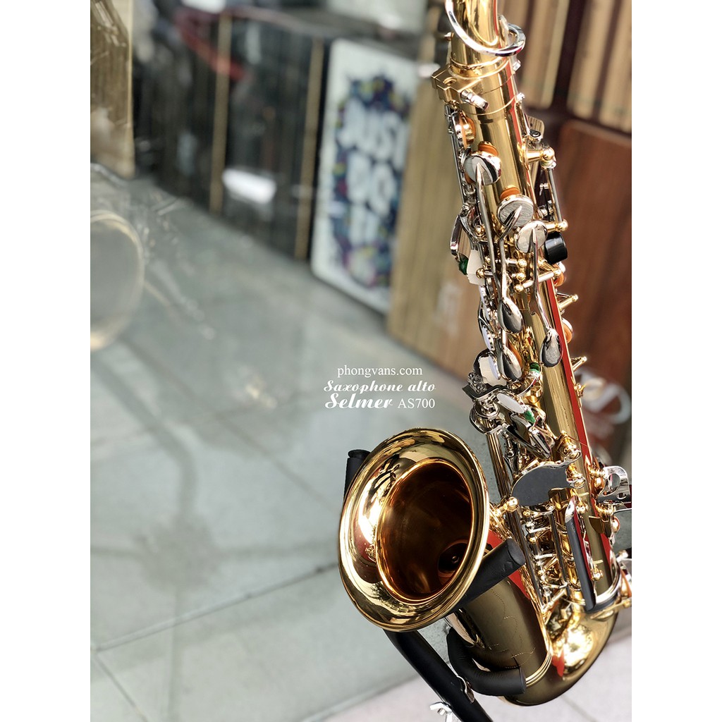 Kèn saxophone alto Selmer mã SA700 2 màu vàng trắng