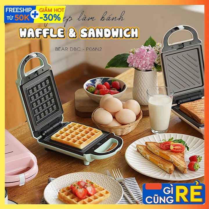 Máy Nướng Bánh Mì Kẹp Sandwich Làm Bánh Waffle BEAR