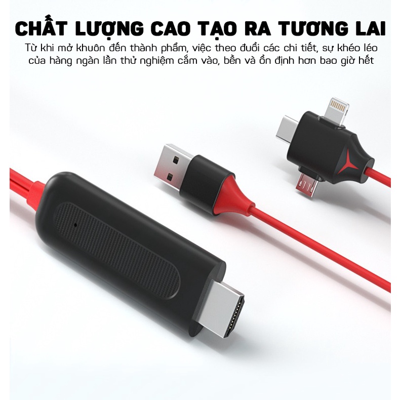 Cáp Chuyển Tín Hiệu Từ Iphone, Android Sang Tivi Lightning, Micro USB, Type-C  to HDMI Hỗ Trợ FULL HD 1080P Dài 2M