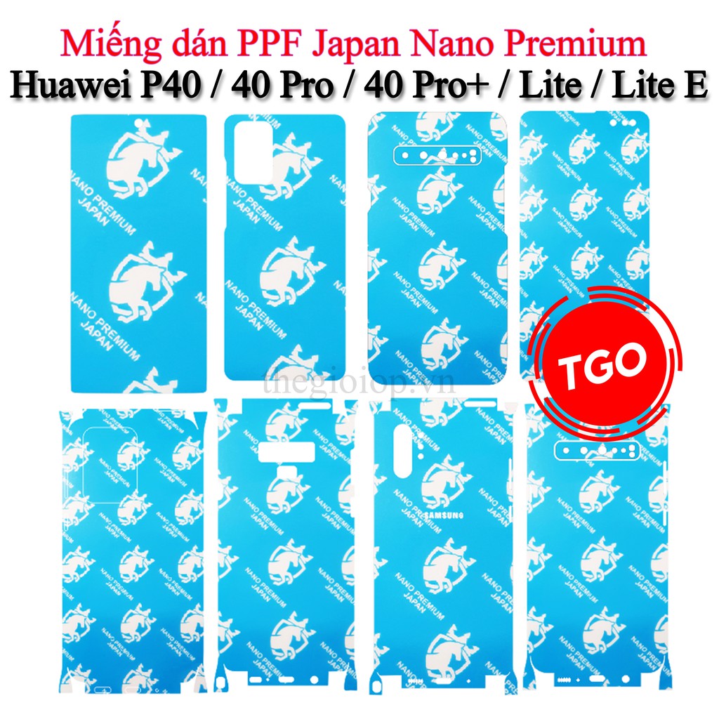 Miếng dán PPF Huawei P40 Pro / P40 Pro Plus / P40 Lite / P40 Lite 5G / P40 Lite E Japan Nano Premium màn hình, mặt lưng