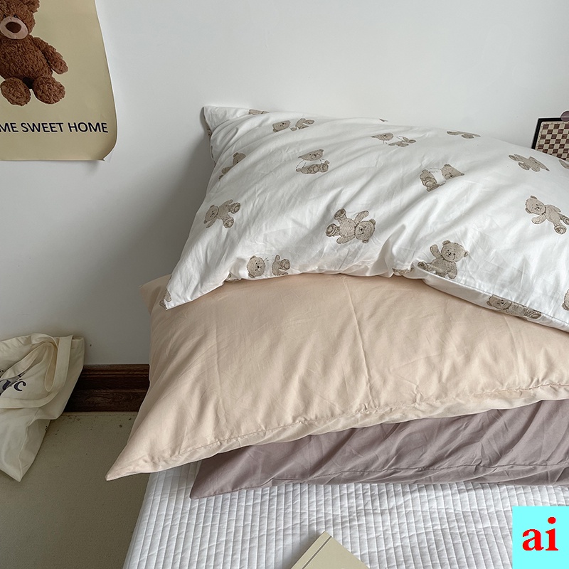 Vỏ Gối Đơn Bằng Cotton Nguyên Chất 48 * 74 In Họa Tiết Phong Cách Hàn Quốc