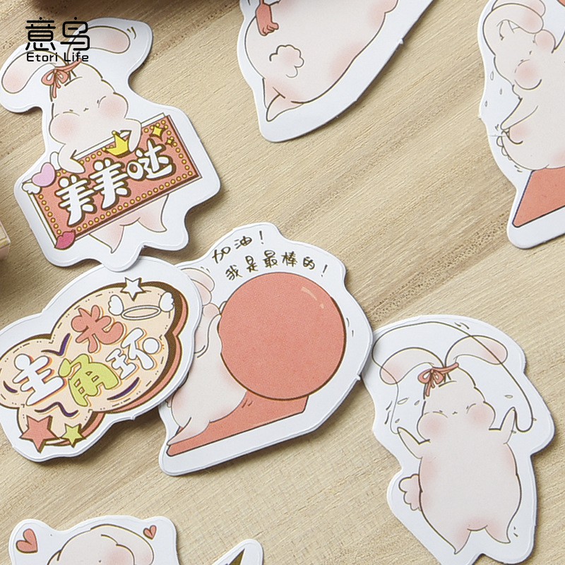 Bộ sticker/ Hình dán Hình Thỏ Hồng (45 Hình)