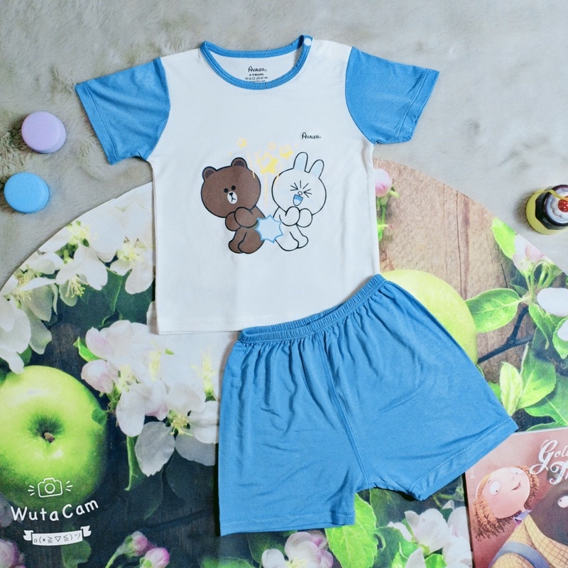[SALE LỖ] AVALER Bộ cộc tay hình gấu cho bé