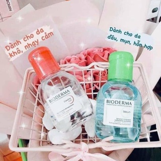 Nước tẩy trang Bioderma - tẩy trang Bioderma mini size màu xanh, màu hồng