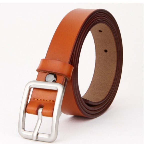 Dây lưng nữ, da thật, khóa vuông, bản nhỏ 2,3cm