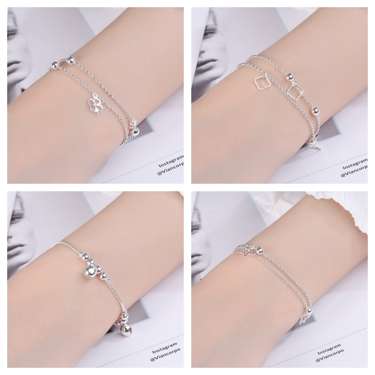 10 designs S925 Silver Bracelet Girls' Accessories Refined and Simple Bracelet Bamboo Bell Bracelet Multi-Style Personalized Design Bracelet Gelang wanita