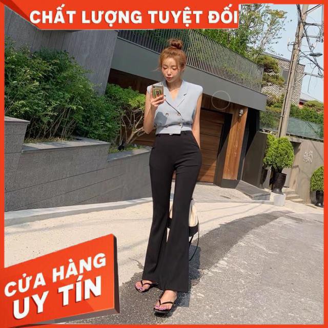 QUẦN VẢI ỐNG LOE CẠP SIÊU CAO- hình thật chính chủ