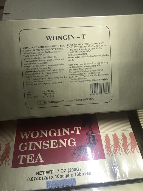 Trà sâm panax ginseng tea hộp 100 gói