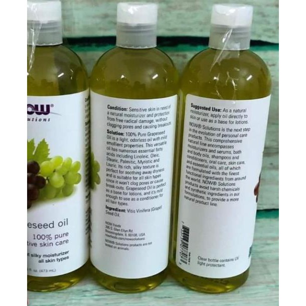 [BILL MỸ] Tinh Dầu Hạt Nho Now Solutions Grapeseed Oil