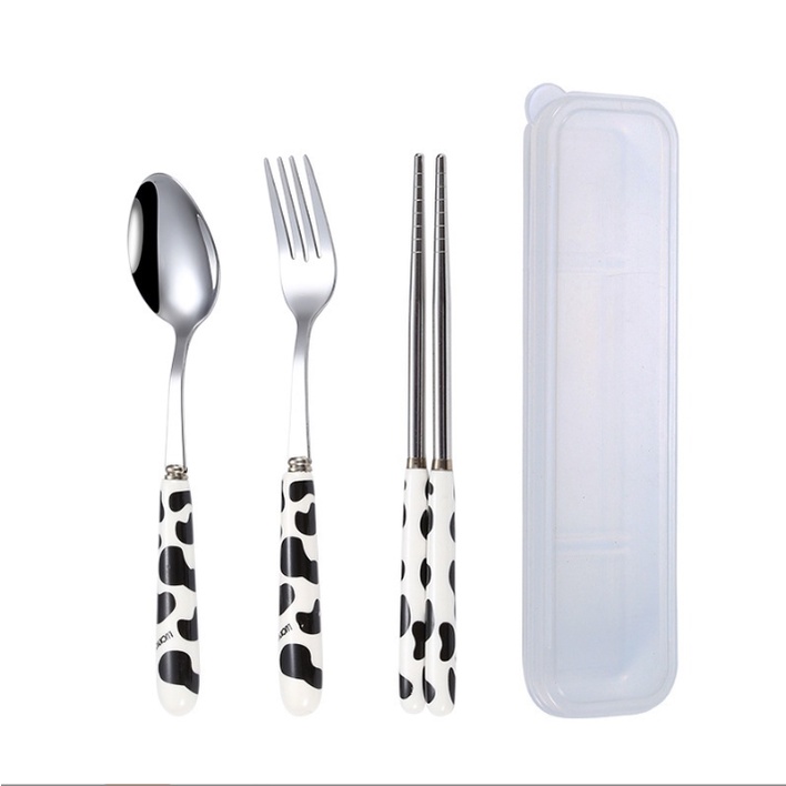 Bộ đũa thìa dĩa tập ăn cho bé, Bộ đũa thìa dĩa dùng cho dân văn phòng và pinic dã ngoại rất tiện lợi