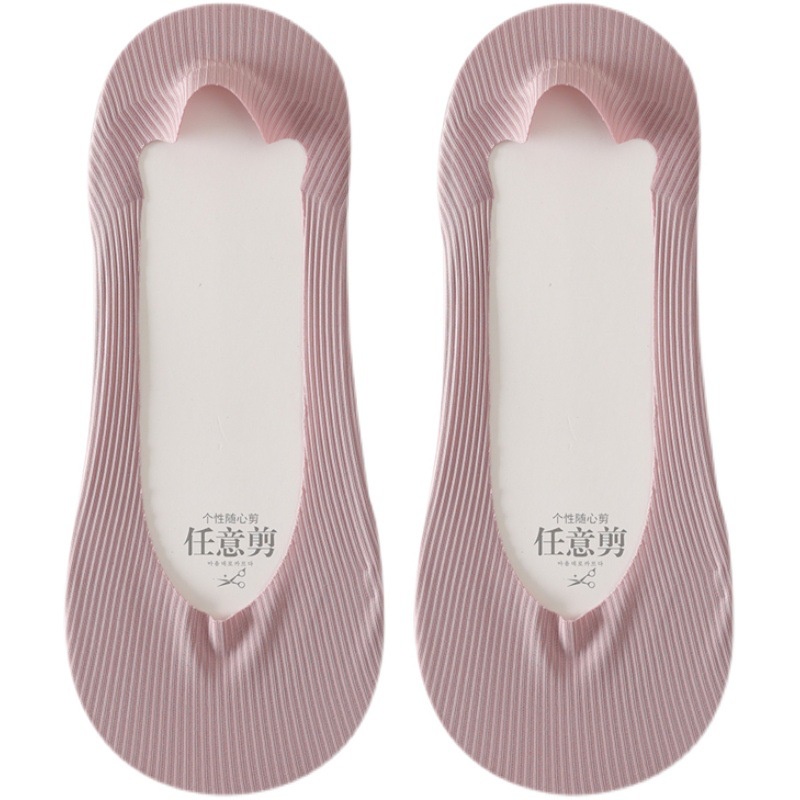 Vớ Cổ Thấp Bằng Lụa Silicone Mỏng Màu Trơn Chống Trượt Thời Trang Mùa Hè Cho Nữ