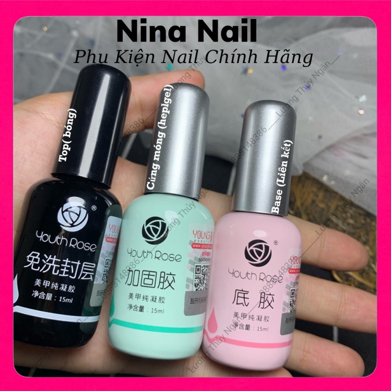 Bộ Base Top Cứng Móng Hoa Hồng Hàng Chính Hãng Chai 15ml