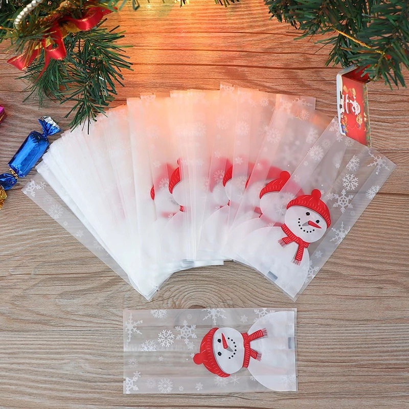 Set 50 Túi Đựng Bánh Kẹo Chủ Đề Giáng Sinh Dễ Thương