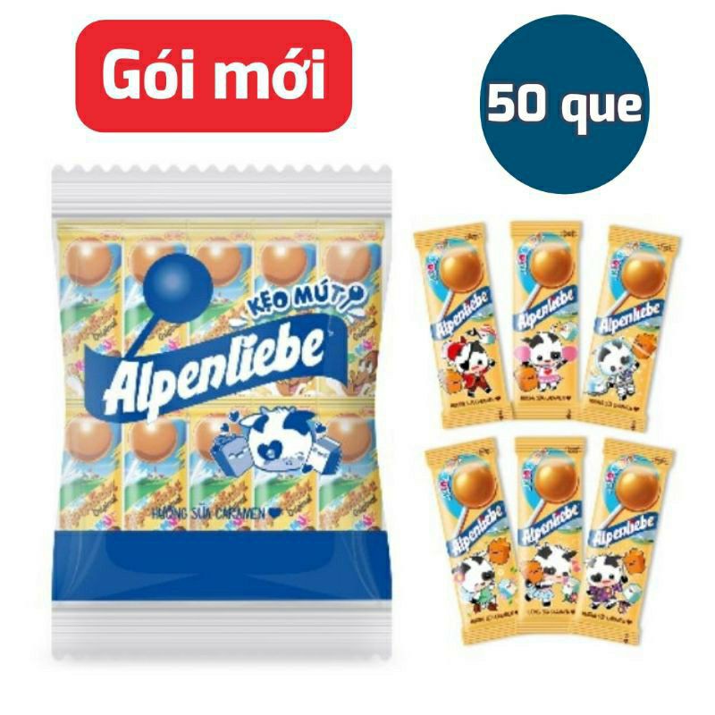 kẹo mút alpenliebe hương dâu kem,caramen( bịch 50 que)