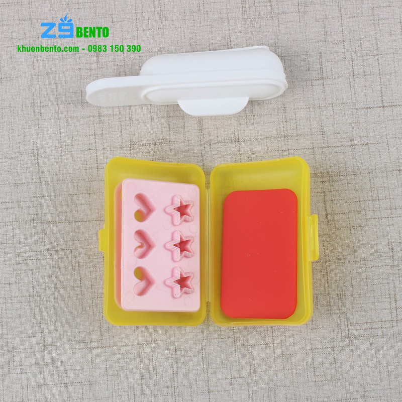 Bộ khuôn ép cơm bento Mèo sushi kèm tấm cắt trang trí