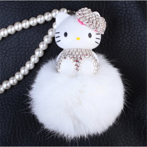 Phụ kiện dây treo trang trí xe hơi hình Hello Kitty đính đá lấp lánh đáng yêu 365