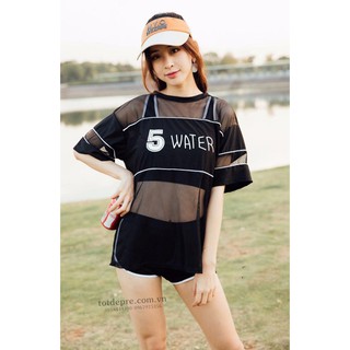 Bộ bơi 3 chi tiết kèm áo lưới kiểu dáng thể thao