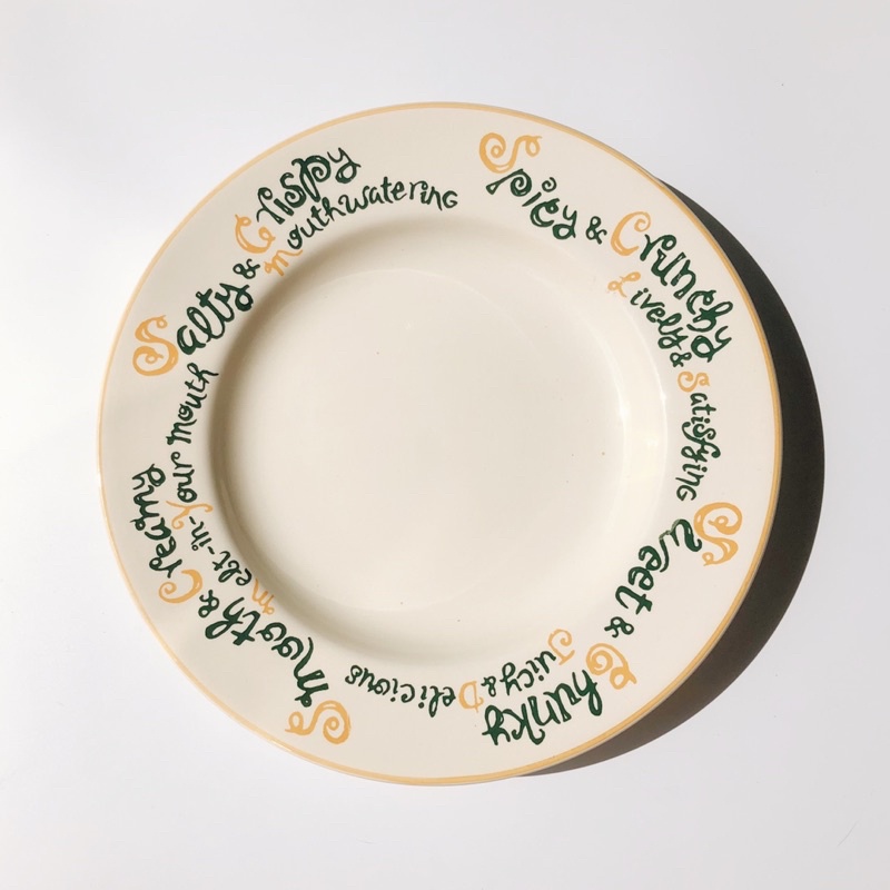 Đĩa, Tô nhỡ vintage Âu Mỹ viền chữ hương vị hãng Mister Donut