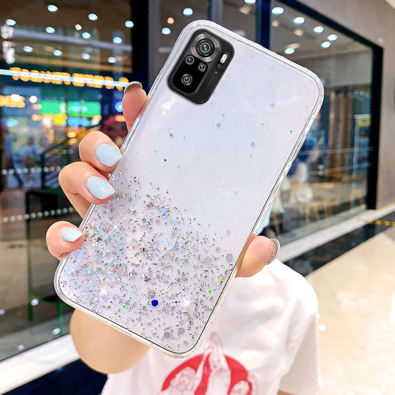 XIAOMI ốp điện thoại Bằng Silicone Mềm Trong Suốt Có Kim Tuyến Cho Redmi Note10 / Redmi Note 10 Pro / Redmi 9t / K40 / K40 Pro