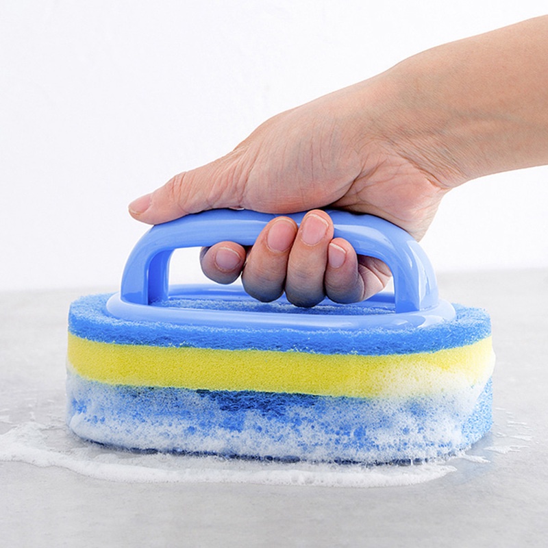Bàn Chải Xốp Dày Dặn Có Tay Cầm Bằng Nhựa Đa Năng Để Chùi Rửa Nhà Bếp Nhà Tắm