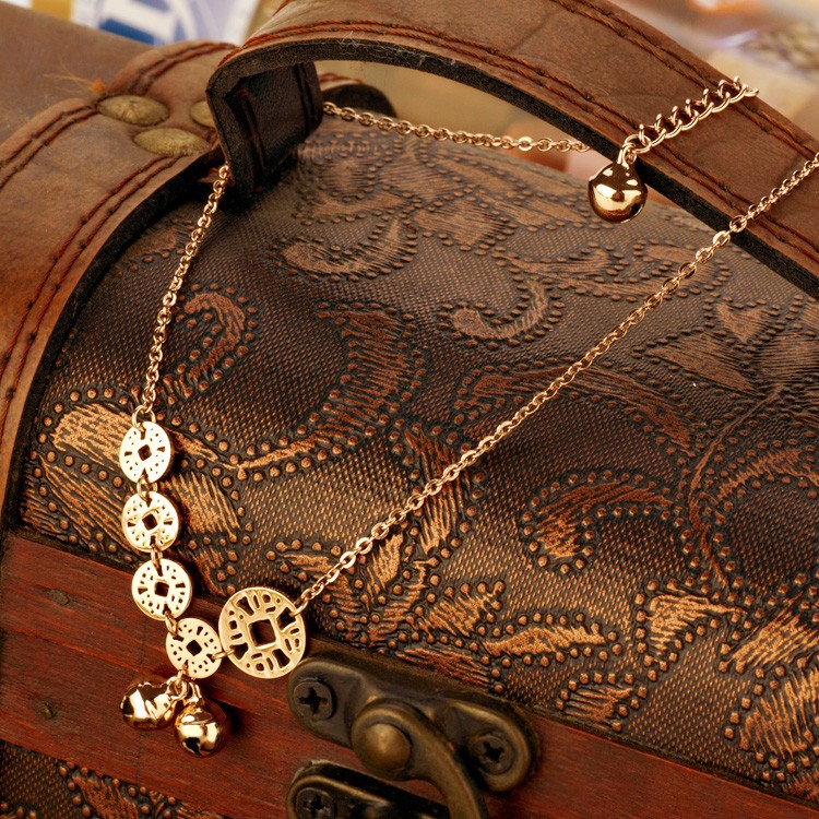 SALE SỐC - Lắc chân nữ vòng chân titan 18K ⚜️FREESHIP⚜️ đồng tiền gắn lục lạc TG 2065 (vàng hồng) | BigBuy360 - bigbuy360.vn