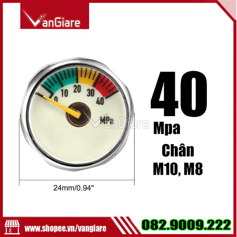 Đồng hồ đo áp suất 40Mpa chân M8, M10