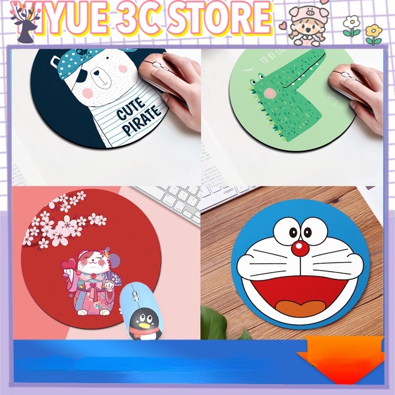 Dễ Thương Miếng Lót Chuột Hình Tròn Họa Tiết Hoạt Hình Xinh Xắn