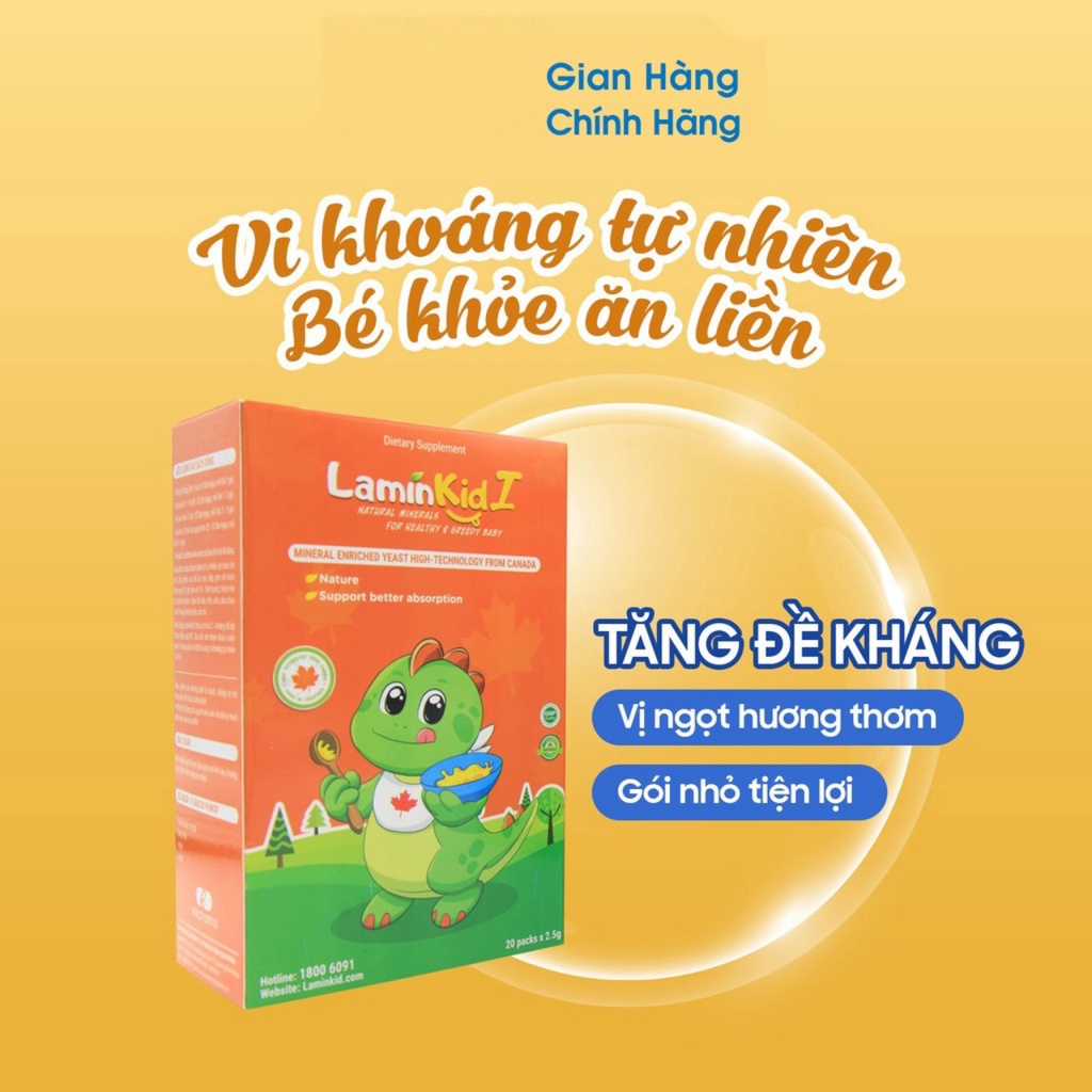 LaminKid I (Hộp 20 gói) - Giúp trẻ ăn ngon, tăng sức đề kháng - Lamin Kid