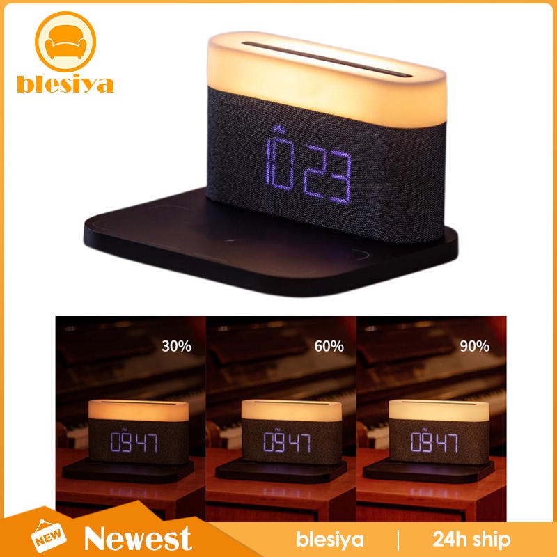 Bộ Sạc Không Dây Tích Hợp Đồng Hồ Báo Thức Kỹ Thuật Số 3 Trong 1 Có Đèn LED Ban Đêm