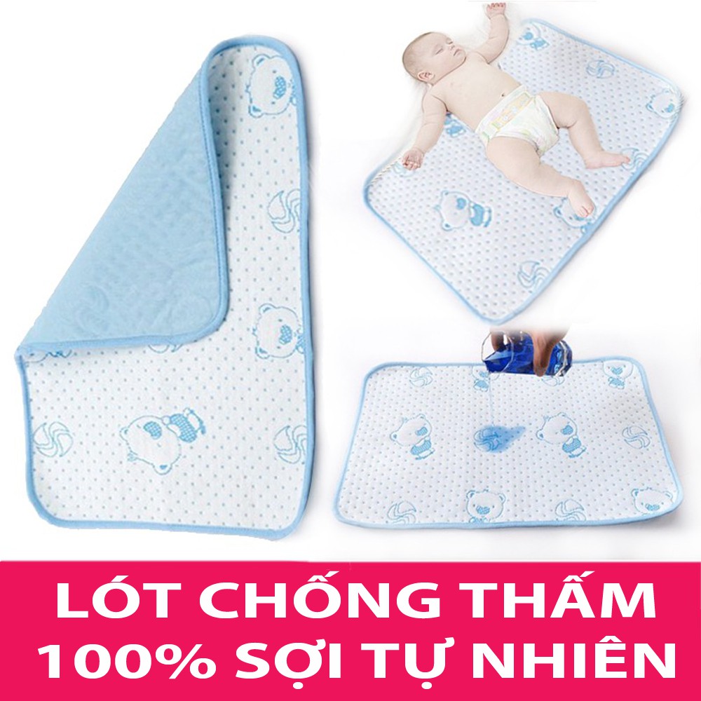 Tấm lót chống thấm xuất nhật loại to 50x70cm 5 lớp cotton miếng lót chiếu chống thấm an toàn cho bé sơ sinh