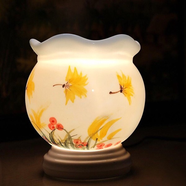 Đèn xông tinh dầu gốm sứ hoa văn cao cấp 12cm