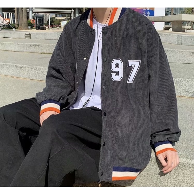 Áo bomber nhung tăm basic 1997 hai lớp form rộng unisex nam nữ