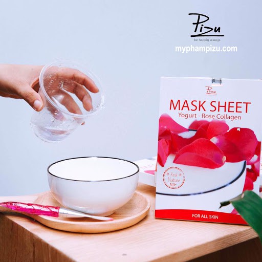 [UY TÍN ] Mặt Nạ Sữa Chua Hoa Hồng Pizu (Mask Sheet Yogurt - Rose Collagen)