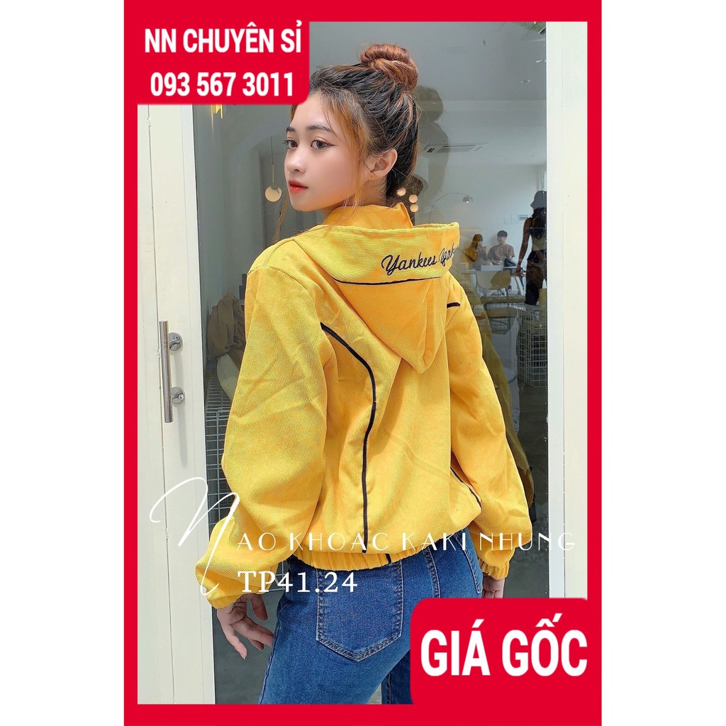 Áo khoác nữ chống nắng Áo khoác kaki nhung gân tăm thêu chữ dễ thương TP41.24 TP116