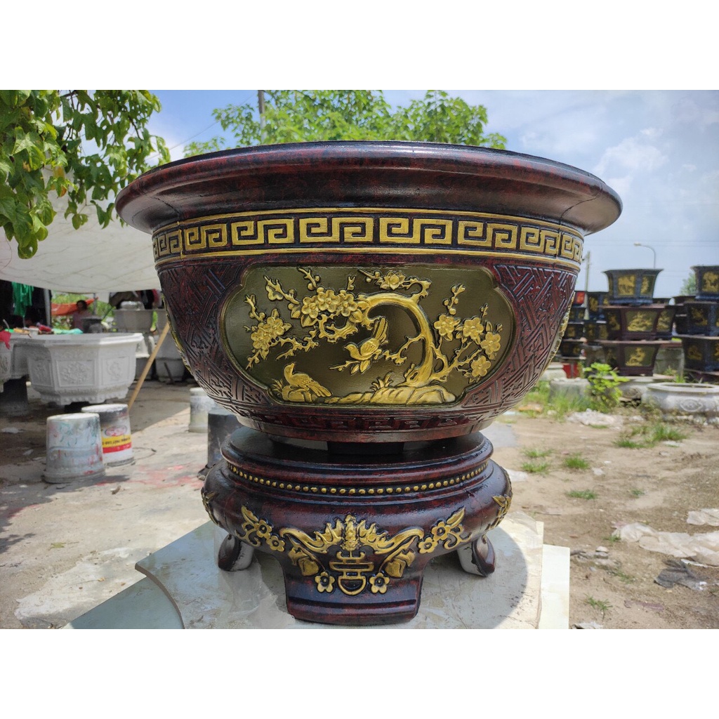 Bộ khuôn đúc chậu tròn đường kính 69cm TÙNG-CÚC-TRÚC-MAI kèm chân