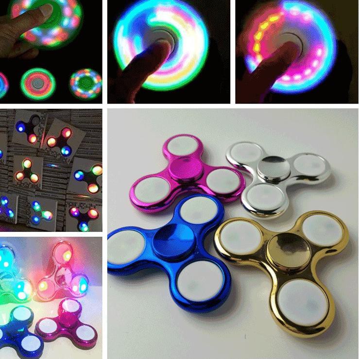 Con Quay Đồ Chơi Fidget Spinner 3 Mặt Bằng Kim Loại Chrome / Led