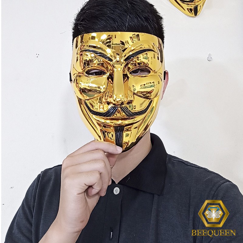 Mặt Nạ Hacker Vàng - Mặt Nạ Anonymous Hóa Trang