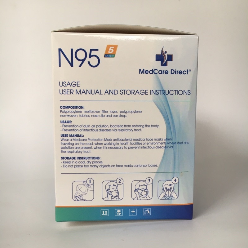 Khẩu trang N95 có van/ không van 5 lớp Medcare Direct kháng khuẩn, lọc bụi