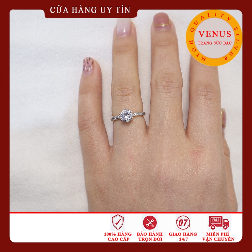 Nhẫn vương miện 6 chấu mặt đá- Mã sản phẩm VENUSN4