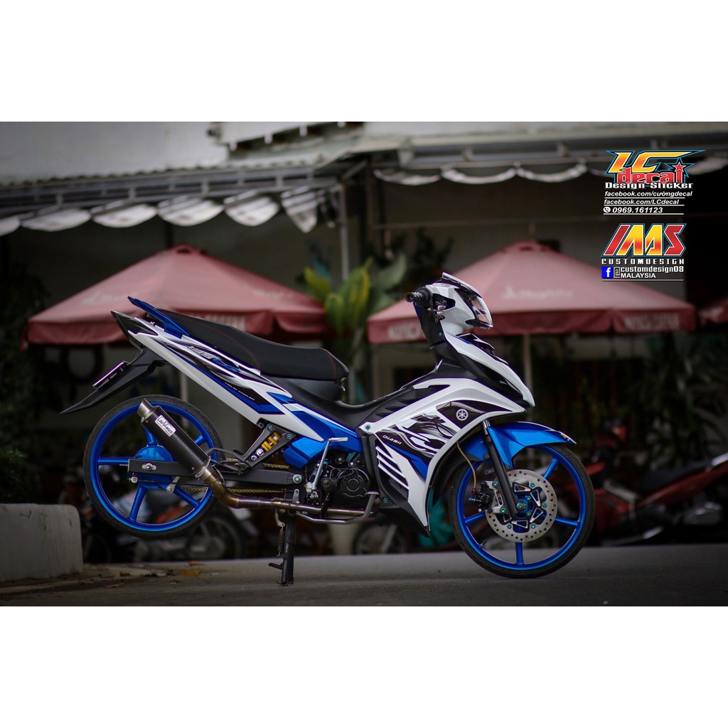 Tem Rời Dán Xe Exciter 135 2011 Mẫu LC Zin 2020 Trắng Xanh Cực Đẹp, Hàng 3 Lớp Chất Lượng Cao