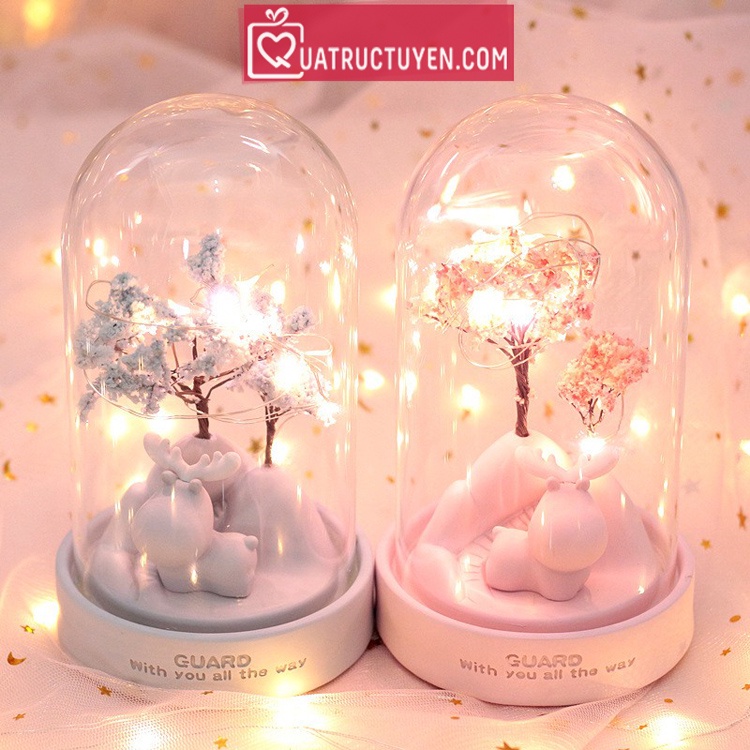 Hộp đèn phát sáng hình Tuần lộc vệ sĩ đáng yêu  - Đèn ngủ trang trí dễ thương tặng noel giáng sinh