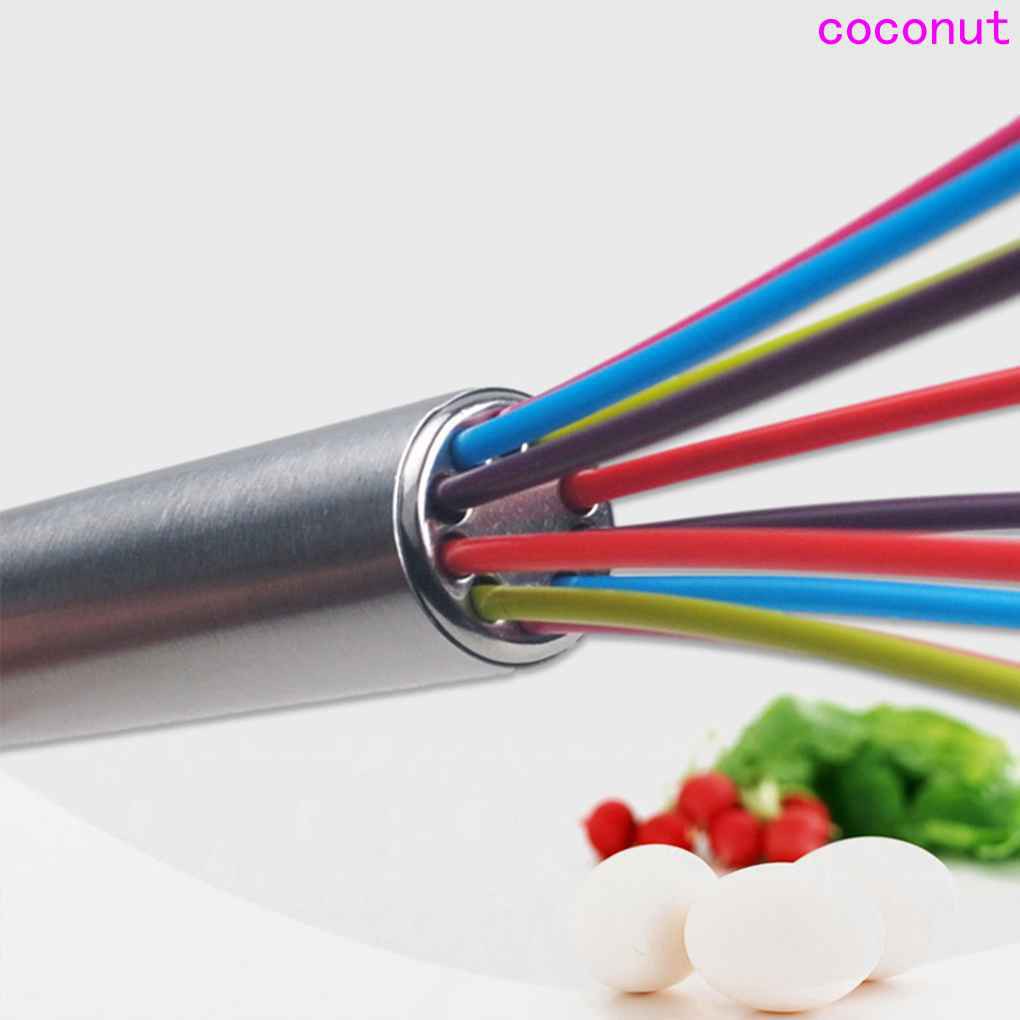 Stainless Steel Hand Shank 5 Wires Silicone Eggs Whisk Kitchen Mixer Egg Beater