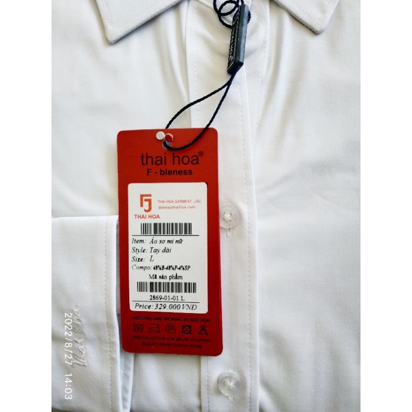 Áo Thái Hòa 2969 8919 vải sợi tre màu trắng trơn co giãn