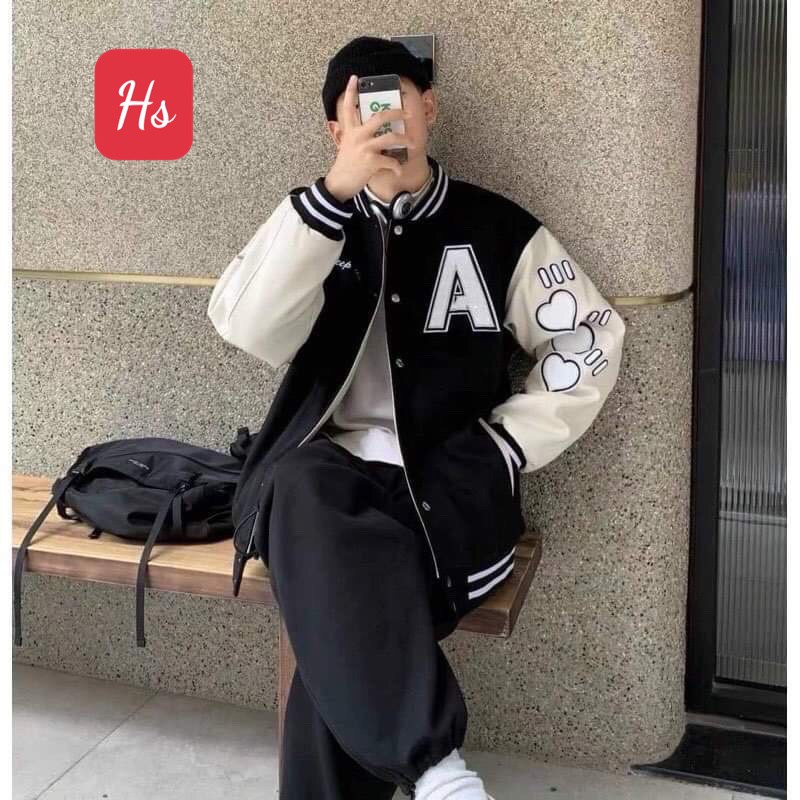 Áo Khoác Bomber Phối Tay Chữ A Unisex | BigBuy360 - bigbuy360.vn