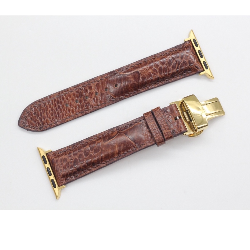 Dây Đeo Thay Thế Cho Dòng Đồng Hồ Thông Minh Da Đà Điểu Vân To Khóa Gập, Dây Da Đồng Hồ Cao Cấp Bảo Hành 6 Tháng