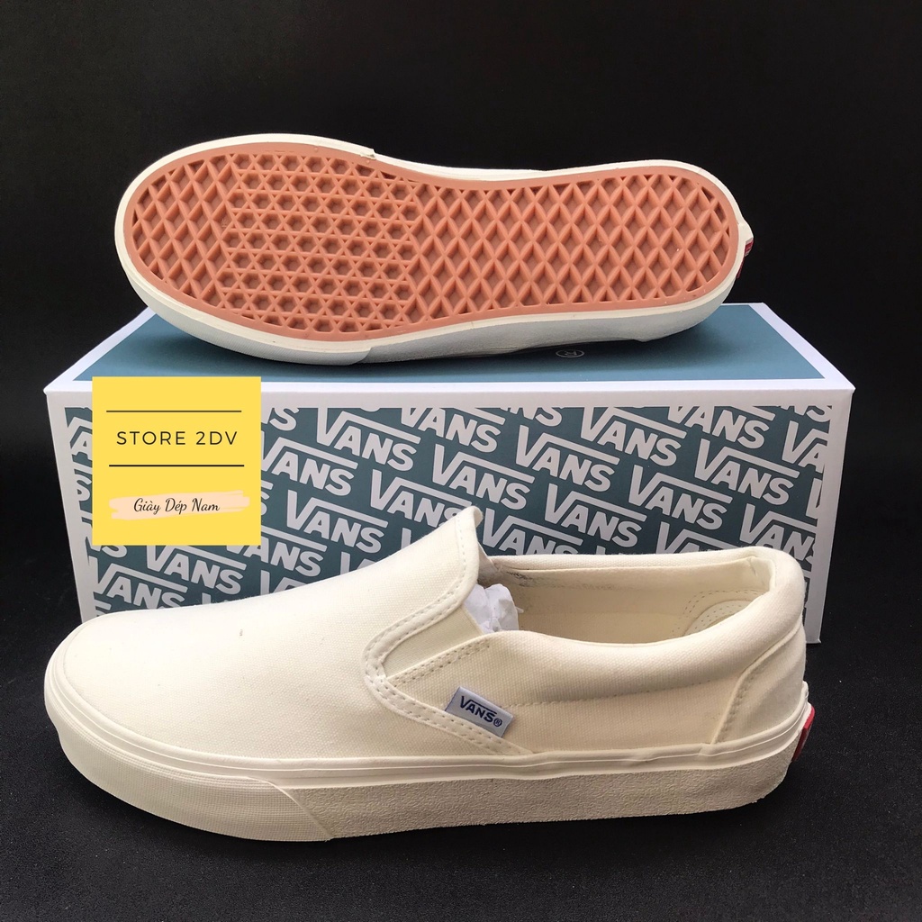 Giày Lười Nam Xỏ Trắng Vans Slip On White