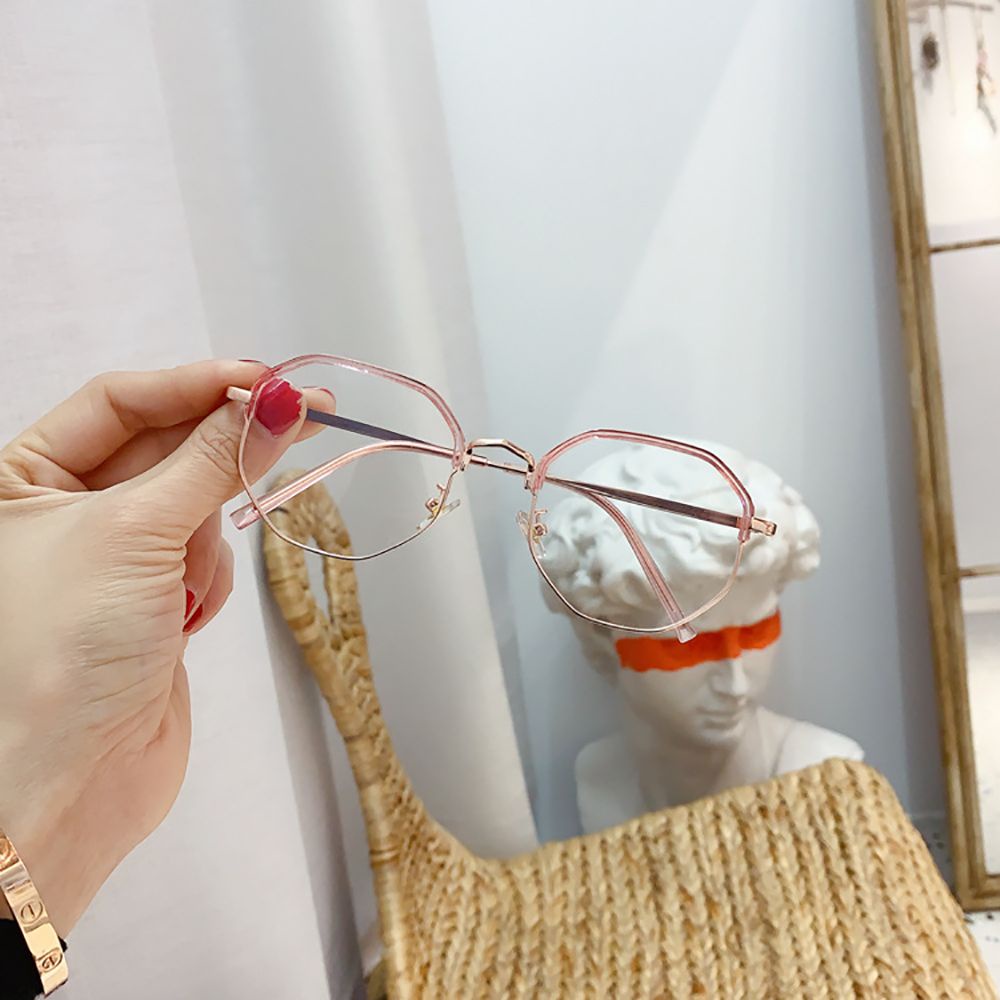Mắt Kính Gọng Đa Giác Trong Suốt Phong Cách Retro Hàn Quốc Cho Nữ